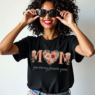 Camiseta de corazón floral de mamá para siempre