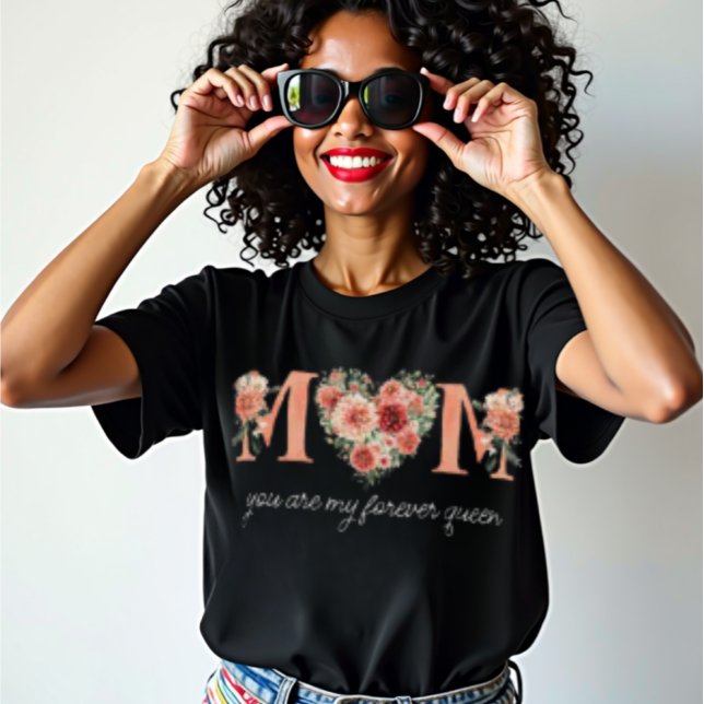 Camiseta de corazón floral de mamá para siempre (Subido por el creador)