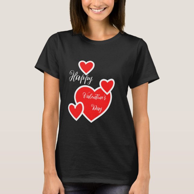 Camiseta de corazón negro feliz Día de San Valentí (Anverso)