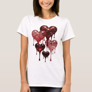 Camiseta de corazones de vidrio de plata Snappy