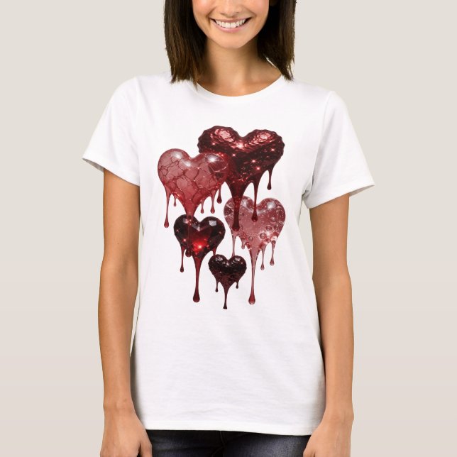 Camiseta de corazones de vidrio de plata Snappy (Anverso)