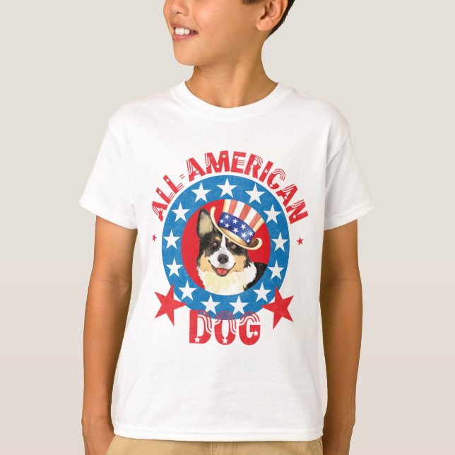 Camiseta de Corgi Welsh de Cardigan Patriótico (Anverso)