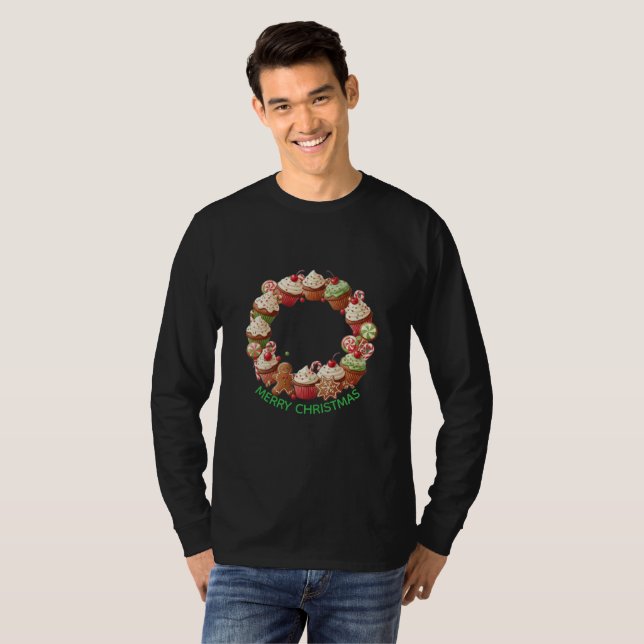 Camiseta de corona de pastelito de Navidad (Anverso completo)