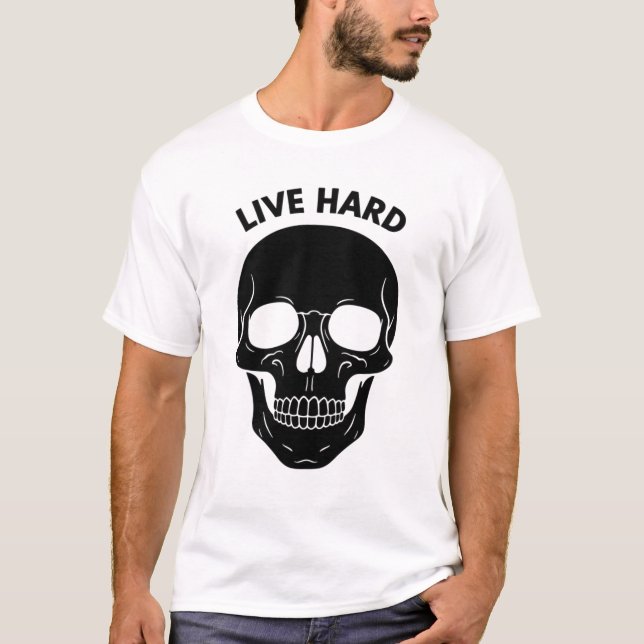 Camiseta de cráneo con brillo neón minimalista – V (Anverso)