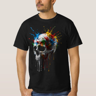 Camiseta de cráneo con salpicaduras de color   Grá