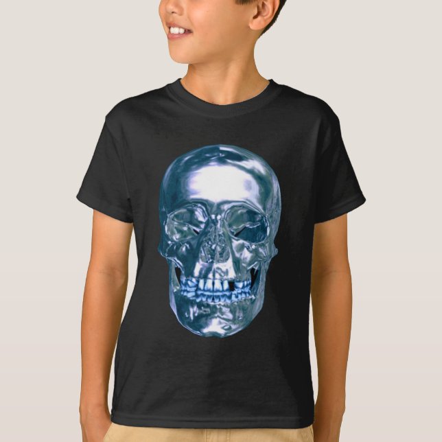 Camiseta de cráneo cromado azul (Anverso)