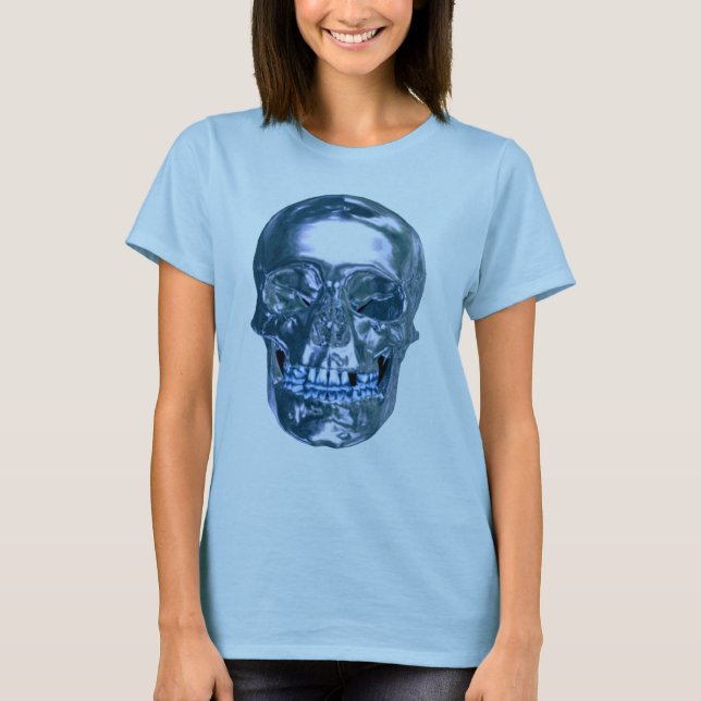 Camiseta de cráneo cromado azul (Anverso)