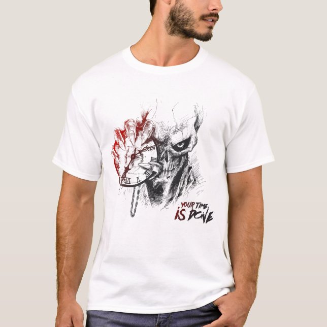 Camiseta de cráneo de diablo y reloj de bolsillo  (Anverso)