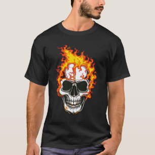 Camiseta de cráneo de fuego llameante