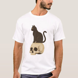 Camiseta de cráneo de gato negro gótico estilo de