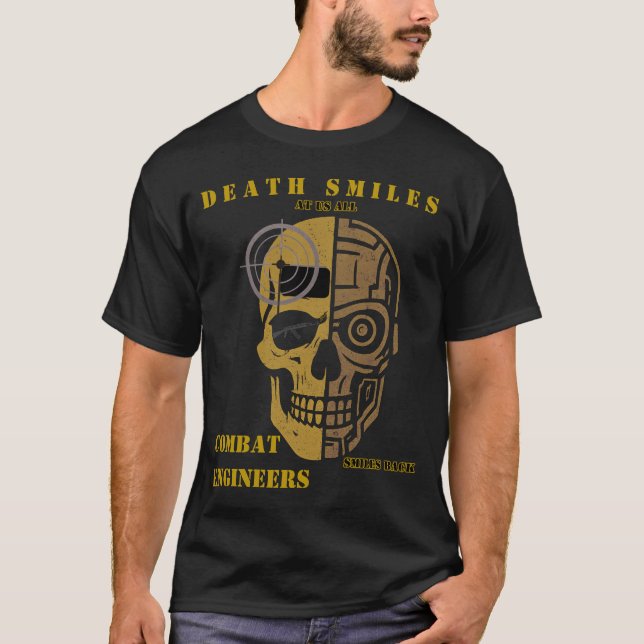 Camiseta de cráneo de ingeniero de combate Sonríe  (Anverso)