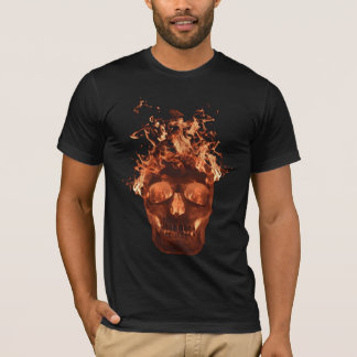 Camiseta de cráneo de naranja con llamas