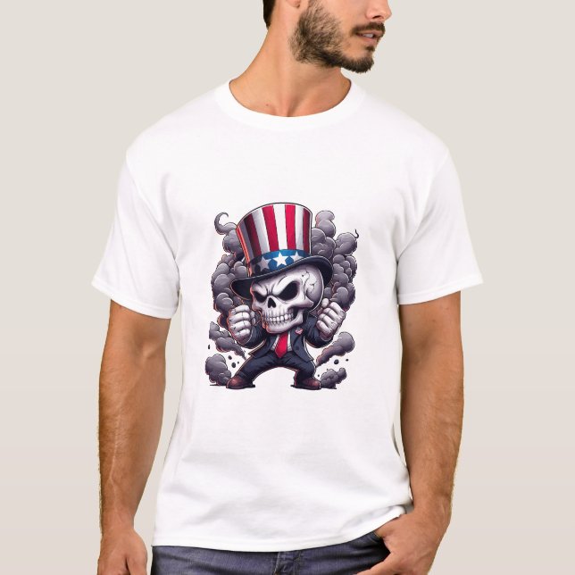 Camiseta de cráneo de Tío Sam – Gráfico de cráneo  (Anverso)