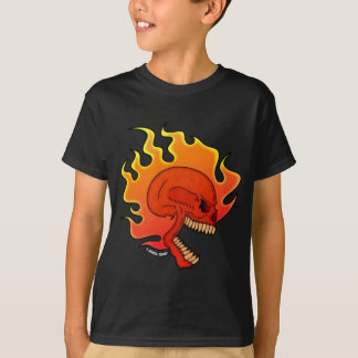 Camiseta de cráneo en llamas