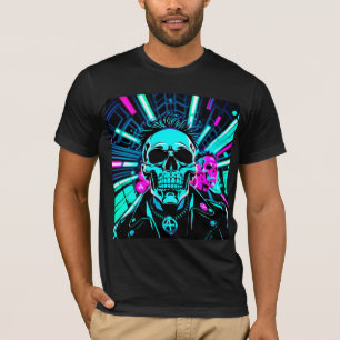 Camiseta de cráneo neon Cyberpunk Synthwave