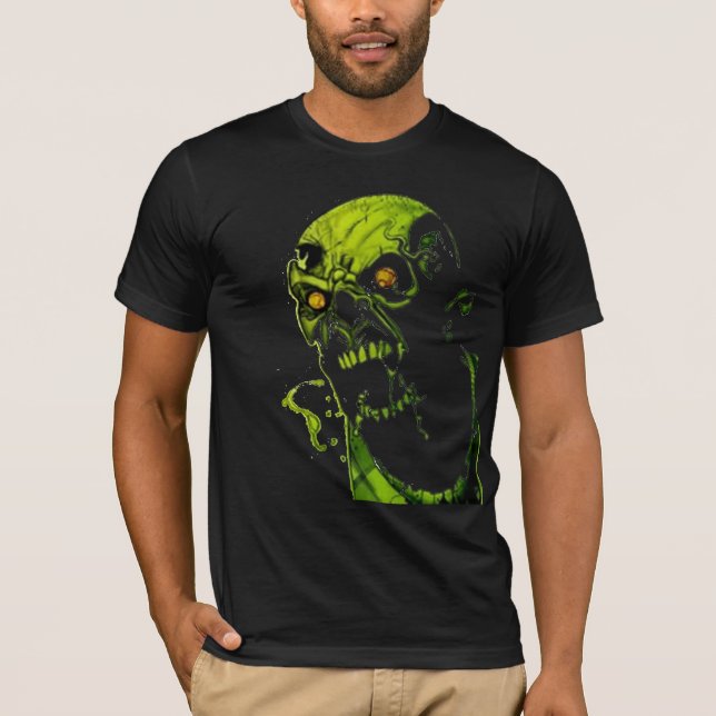 Camiseta de Cráneo Verde Aterrador (Anverso)