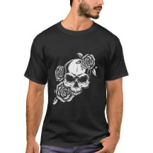 Camiseta de cráneo y Rosas