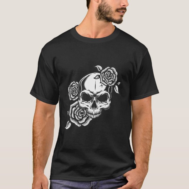 Camiseta de cráneo y Rosas (Anverso)