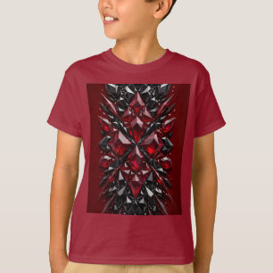 Camiseta de cristal mosaico 3D roja rubí negra par
