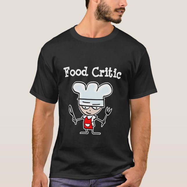 Camiseta de crítico de comida con chef de dibujos  (Anverso)