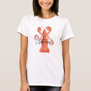 Camiseta de crustáceos de langosta pintada a mano