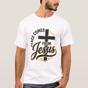 Camiseta de cruz cristiana Jesús es la paz