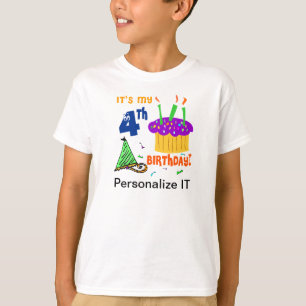 Camiseta de cuarto cumpleaños personalizable