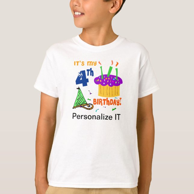Camiseta de cuarto cumpleaños personalizable (Anverso)