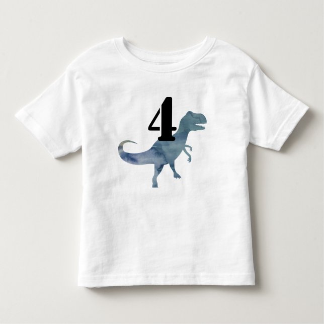 Camiseta de cuatro cumpleaños de dinosaurio azul T (Anverso)