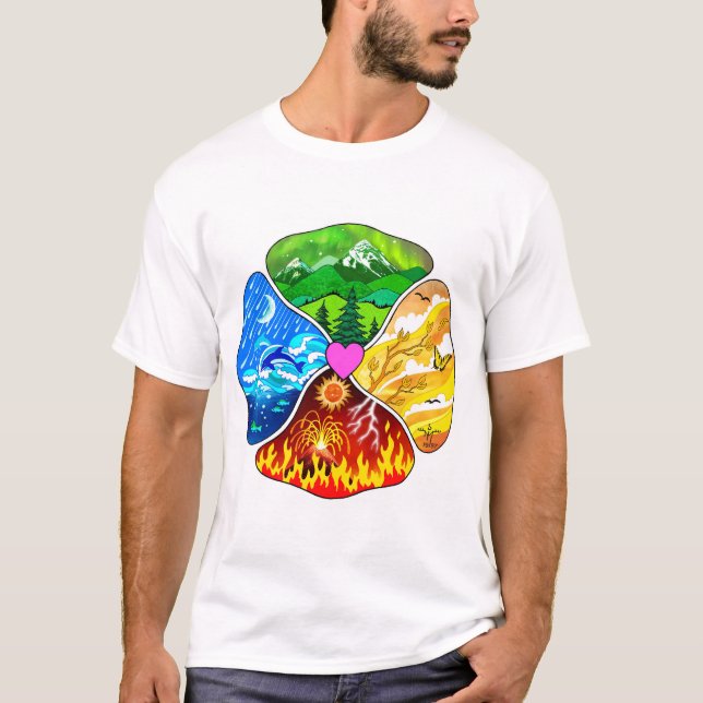 Camiseta de cuatro elementos diseñada por Oberon Z (Anverso)