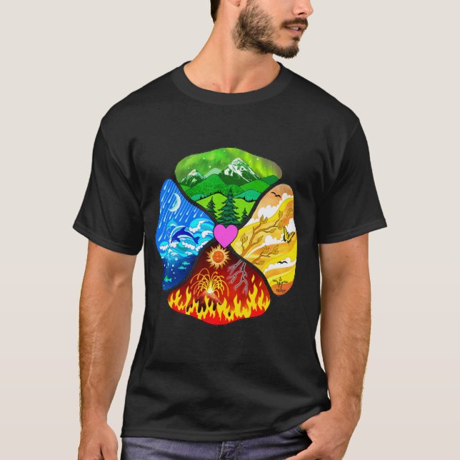 Camiseta de cuatro elementos diseñada por Oberon Z (Anverso)