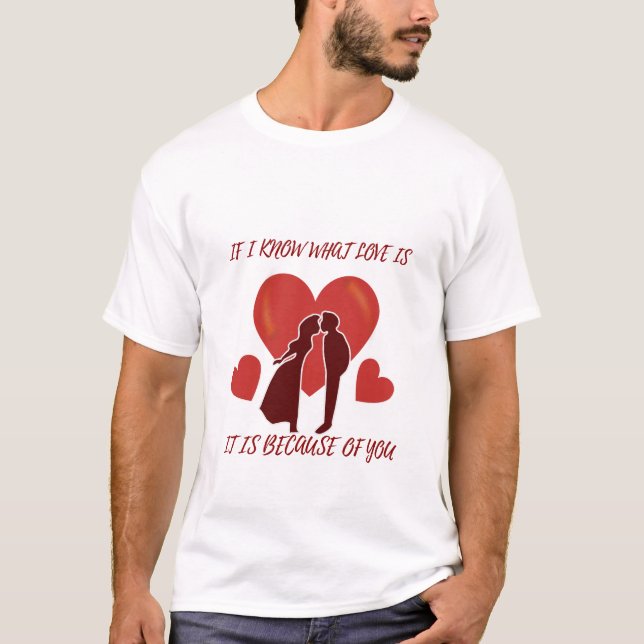 Camiseta de cuello blanco para hombres románticos  (Anverso)