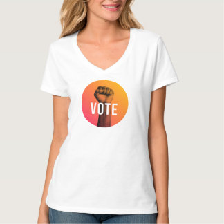 Camiseta de cuello en V de manga corta para mujer