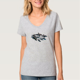 Camiseta de cuello en V delfín mular