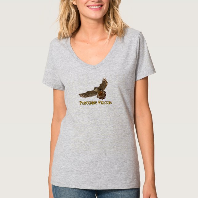 Camiseta de cuello en V halcón peregrino (Anverso)