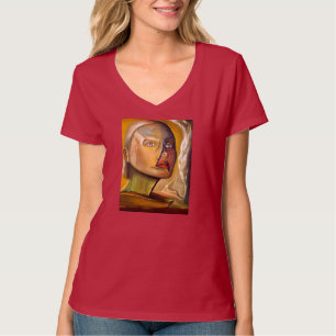 Camiseta de cuello en V impresa