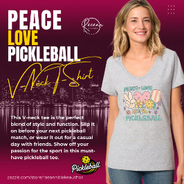 Camiseta de cuello en V Ladies' Peace Love Pickleb