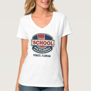 Camiseta de cuello en V para damas de Old School P