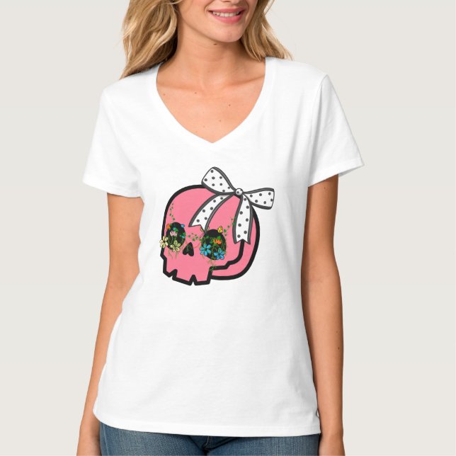 Camiseta de cuello en V para mujer (Anverso)