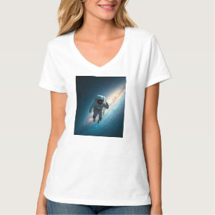 Camiseta de cuello en V para mujer Astronaut Galax