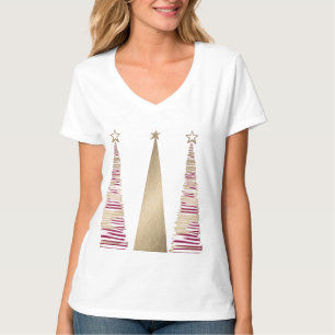 Camiseta de cuello en V para mujer con árbol de Na