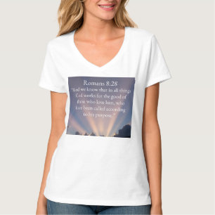 Camiseta de cuello en V para mujer con versículo b