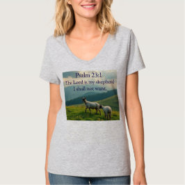 Camiseta de cuello en V para mujer con versículo b