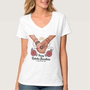 Camiseta de cuello en V para mujer de Raksha Bandh