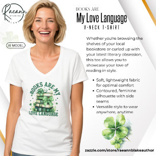 Camiseta de cuello en V para mujer "Los libros son