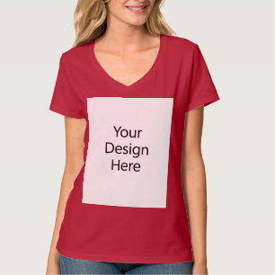 Camiseta de cuello en V para mujer Rojo intenso