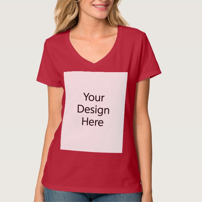 Camiseta de cuello en V para mujer Rojo intenso (Anverso)
