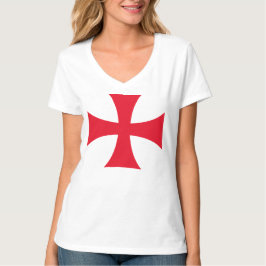 Camiseta de cuello en V para mujer Templar Cross C