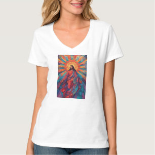 Camiseta de cuello en V para mujeres cristianas Je