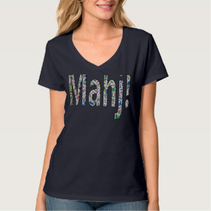 Camiseta de cuello en V para mujeres de Mahjong -